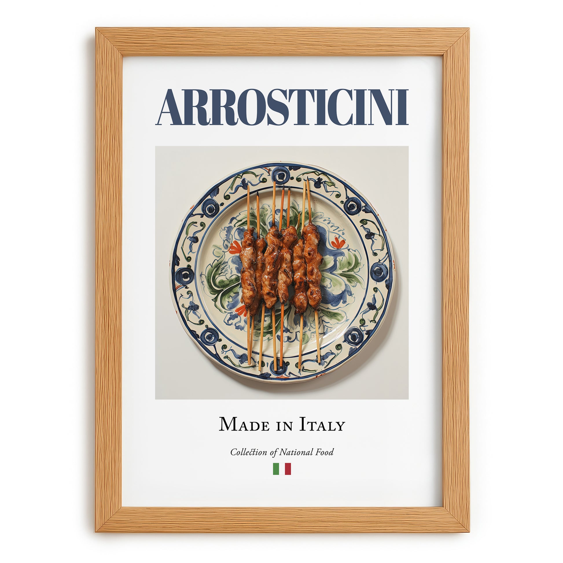Arrosticini – Italian Meat Dish, Restaurant Poster, set in oak frame