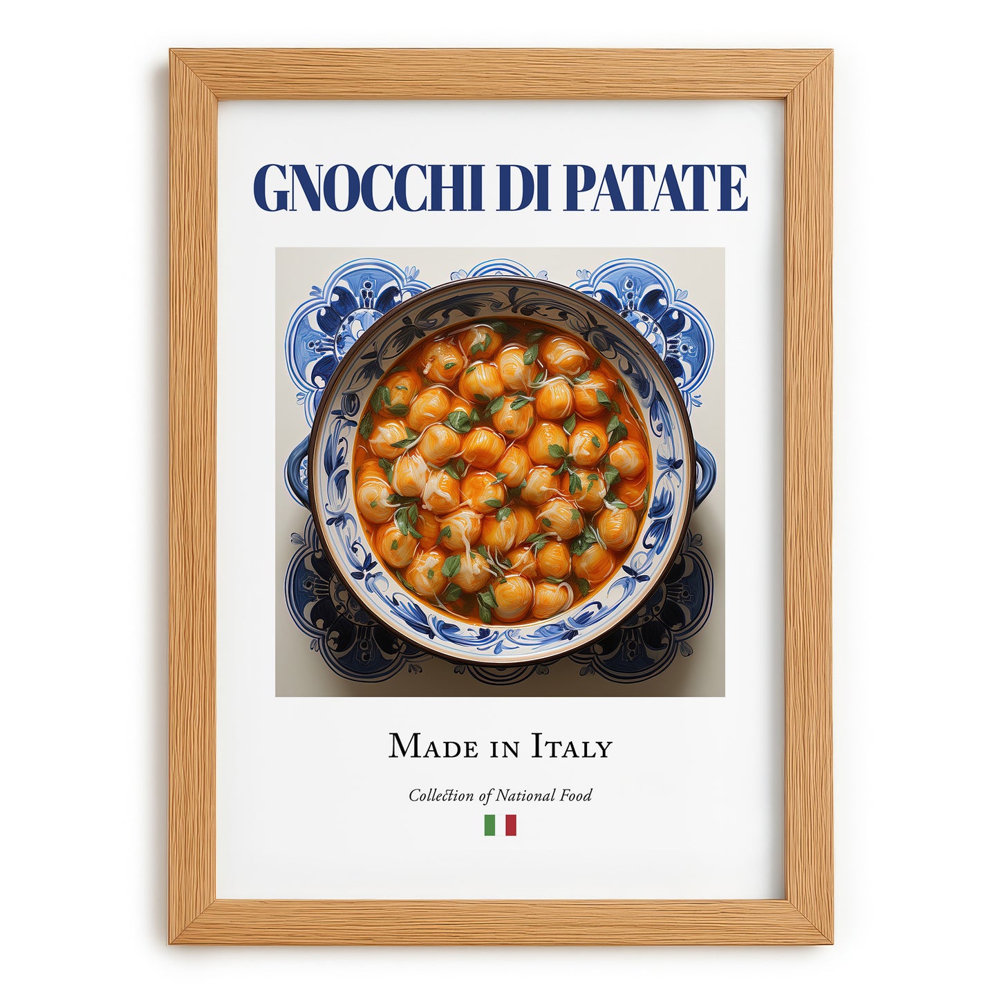 Gnocchi di Patate – Italian Dish, Café Still Life, set in oak frame