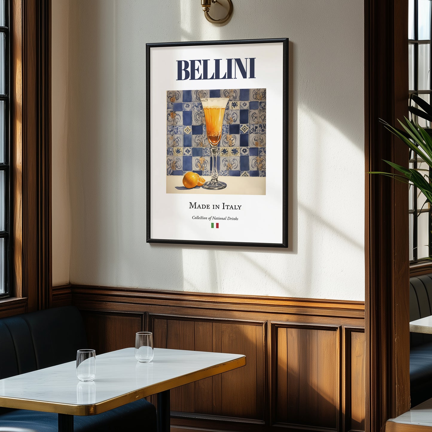 Bellini – Italian Cocktail Drink, Cocktail Lounge Print, clean layout with no caption