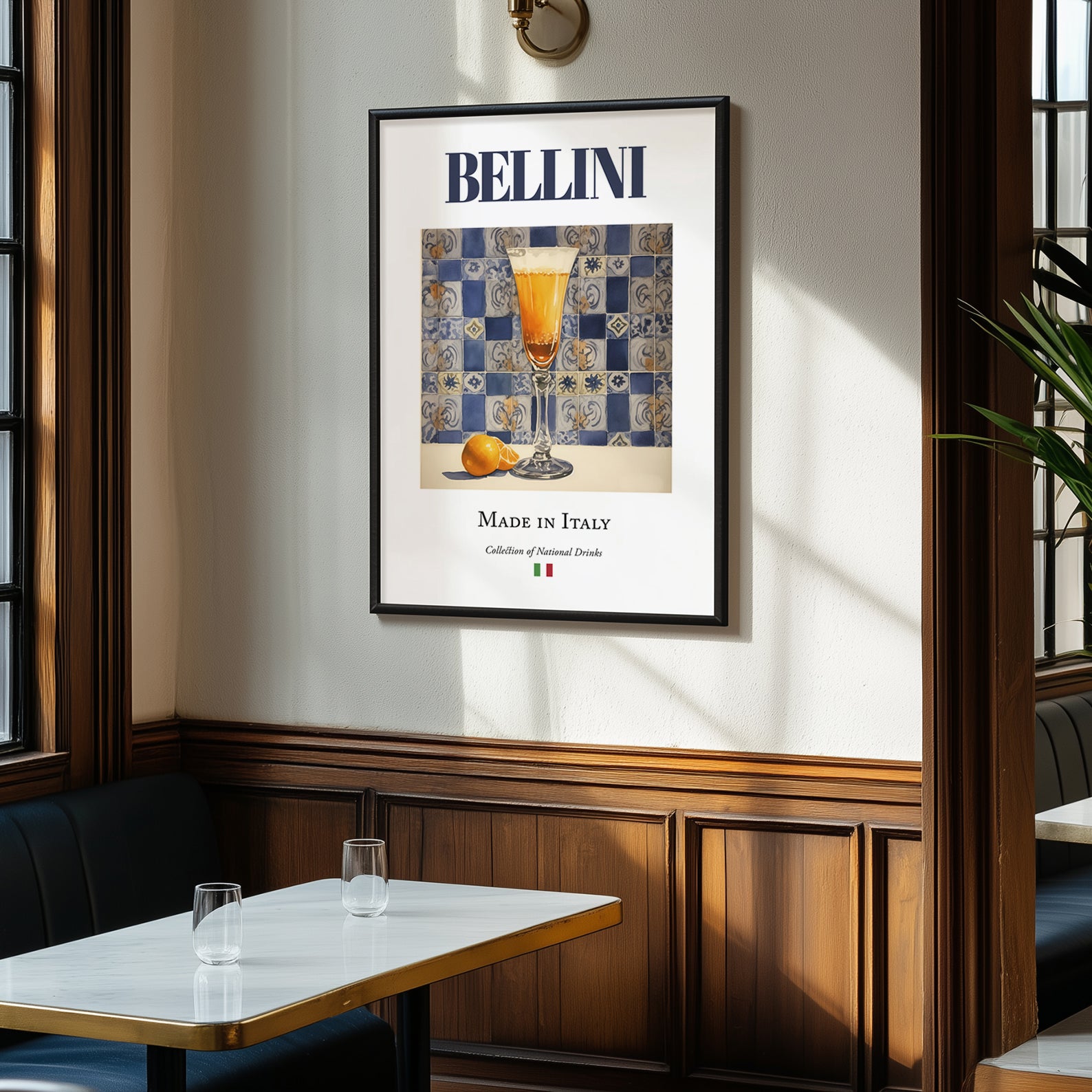 Bellini – Italian Cocktail Drink, Cocktail Lounge Print, clean layout with no caption