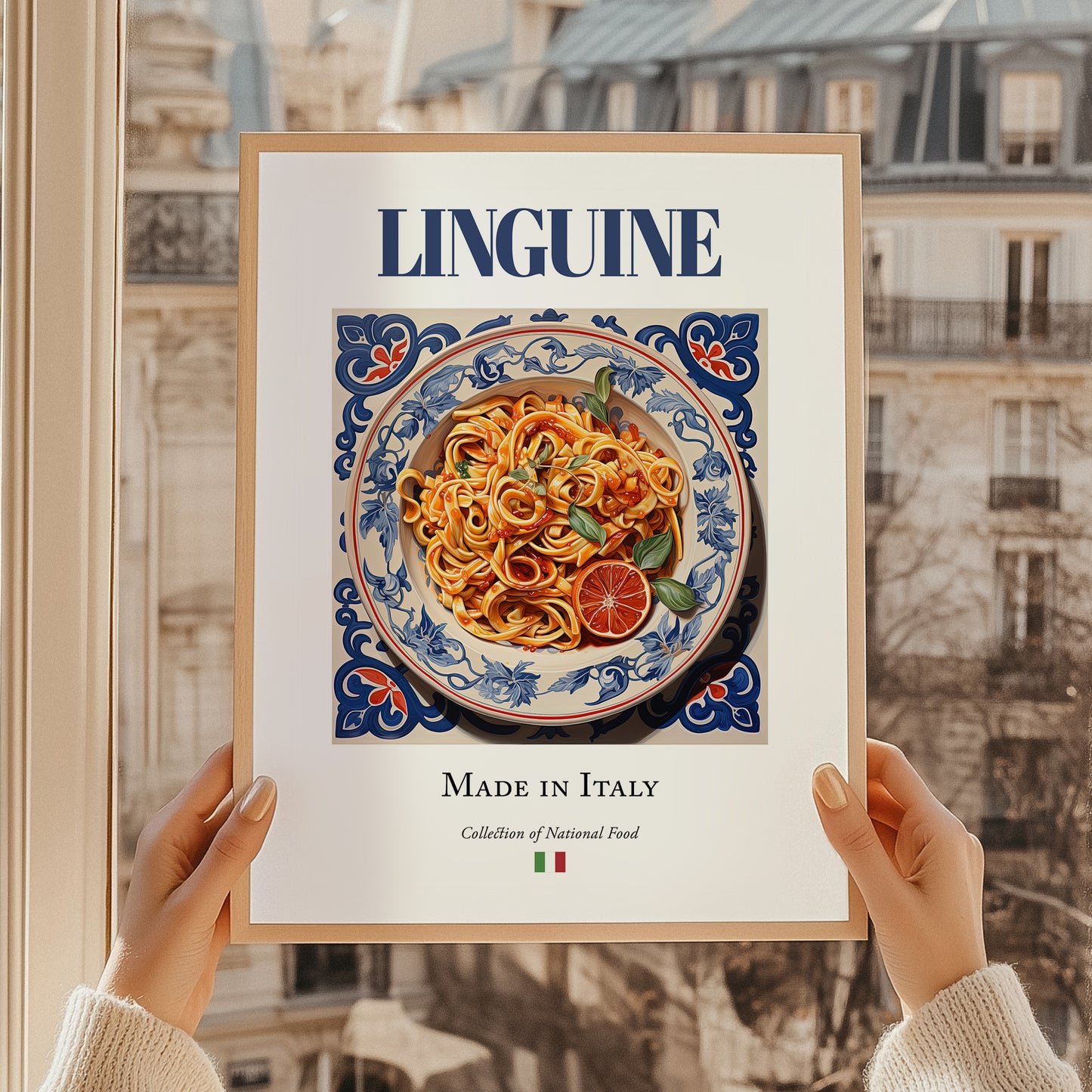 Linguine – Italian Pasta, Ristorante Painting, styled in a charming Paris street view