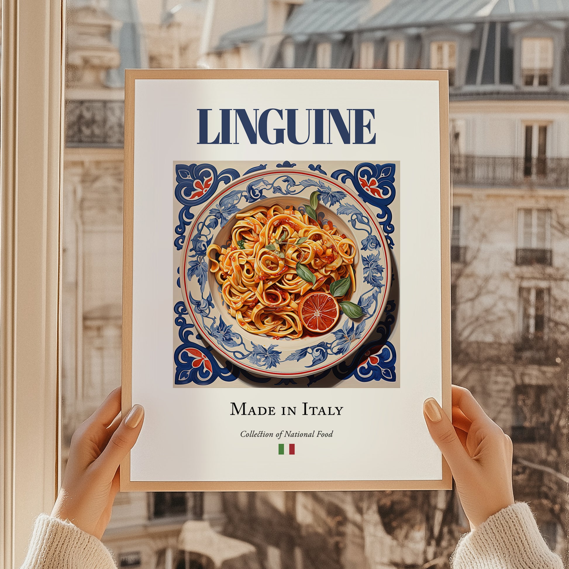 Linguine – Italian Pasta, Ristorante Painting, styled in a charming Paris street view