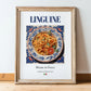 Linguine – Italian Pasta, Ristorante Painting, in wooden frame leaning on the floor