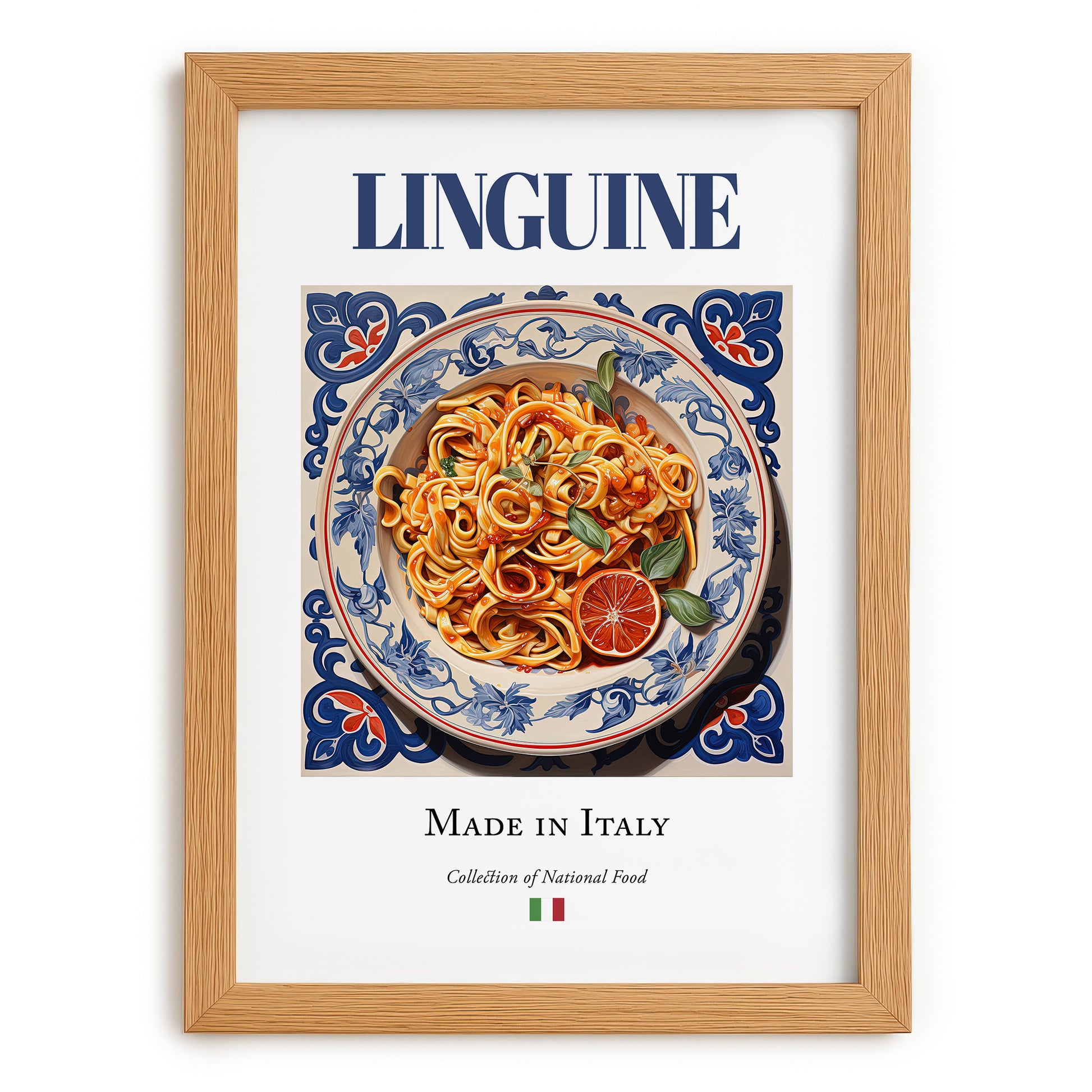 Linguine – Italian Pasta, Ristorante Painting, set in oak frame