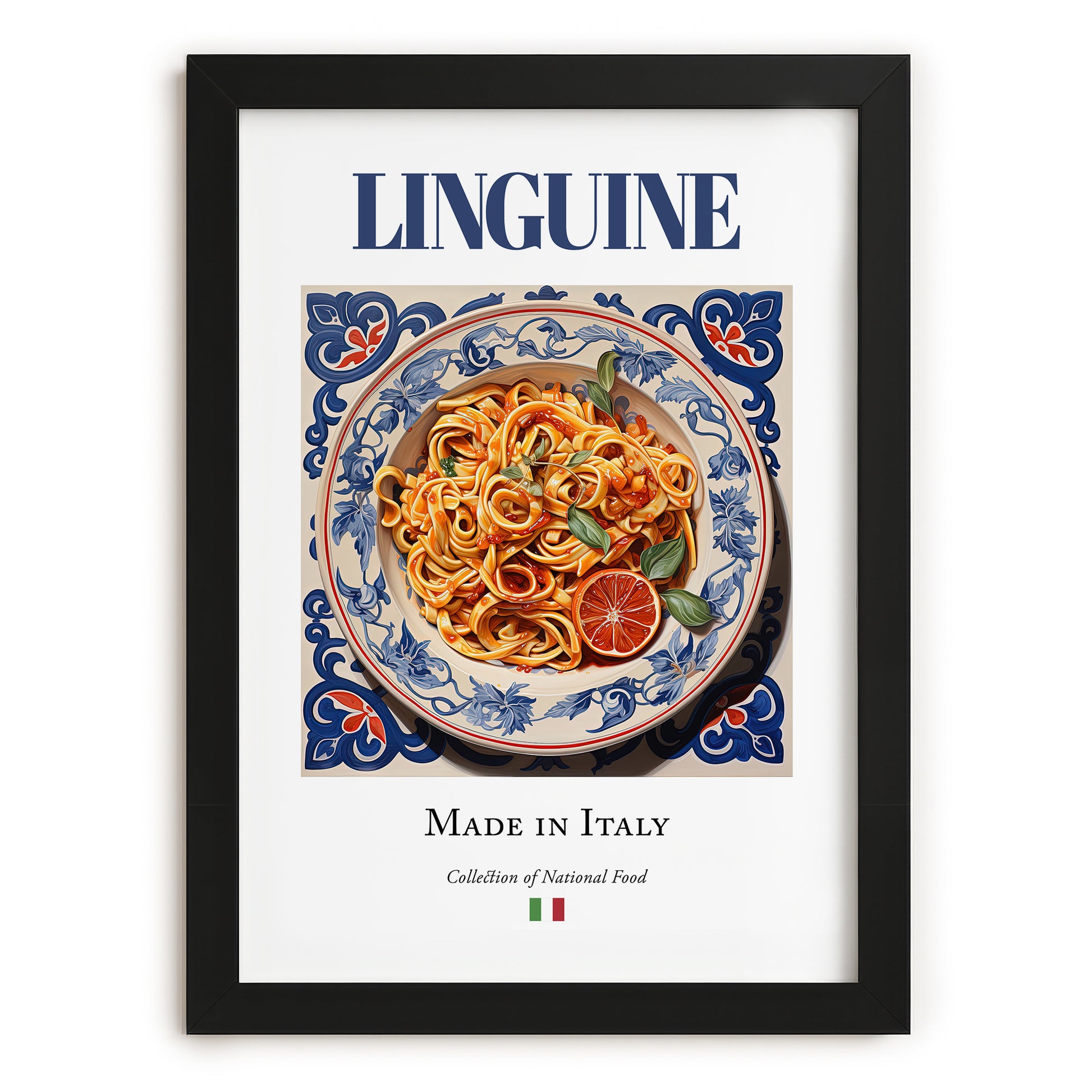 Linguine – Italian Pasta, Ristorante Painting, in sleek black frame