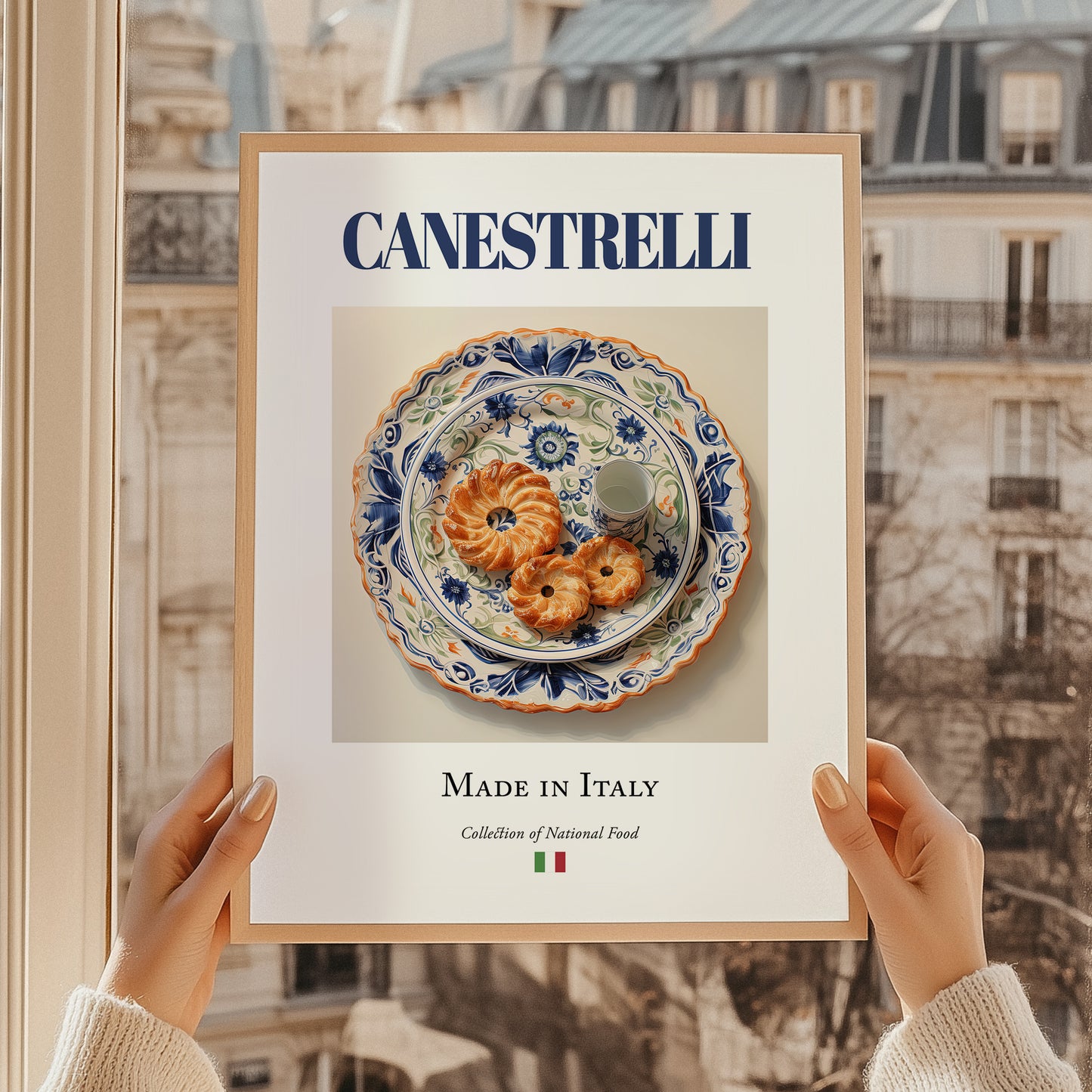 Canestrelli – Italian Dessert Dish, Tavern Painting, styled in a charming Paris street view