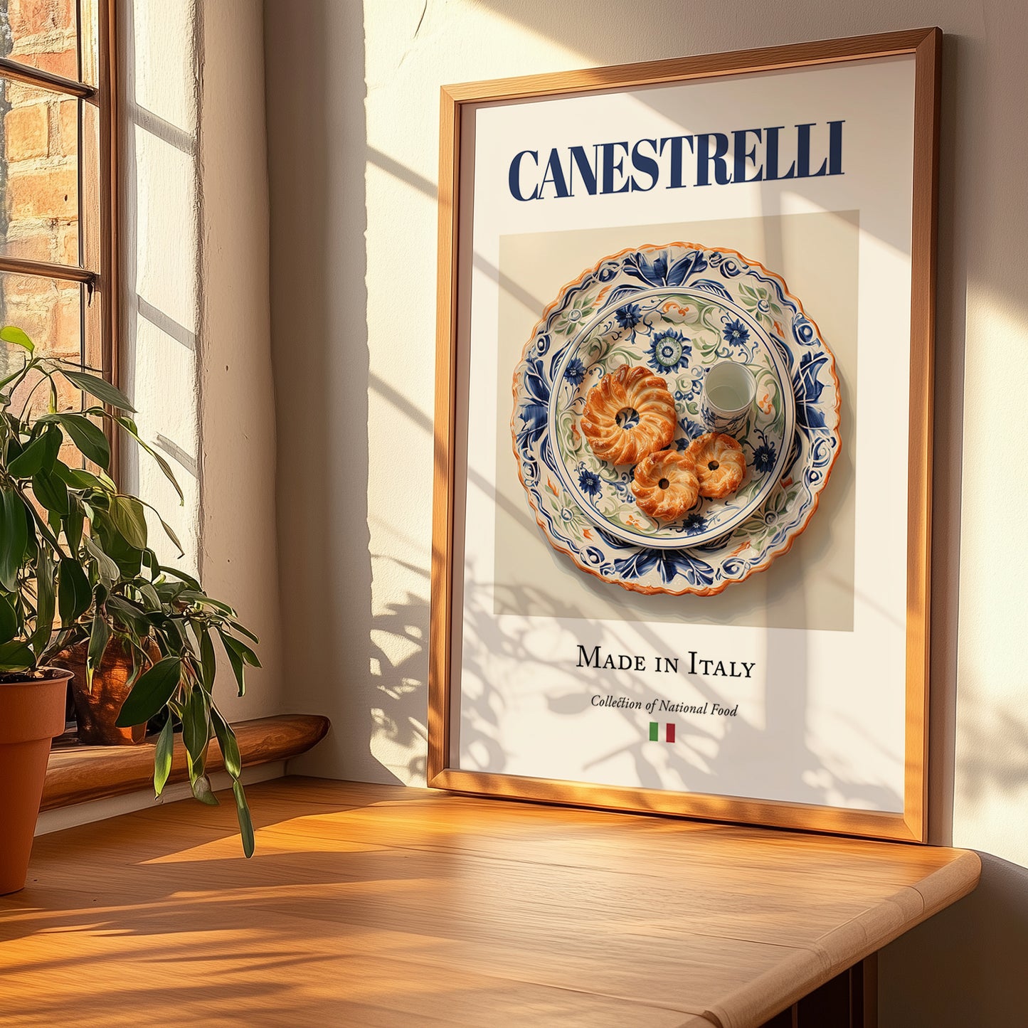 Canestrelli – Italian Dessert Dish, Tavern Painting, no-text version framed in wood