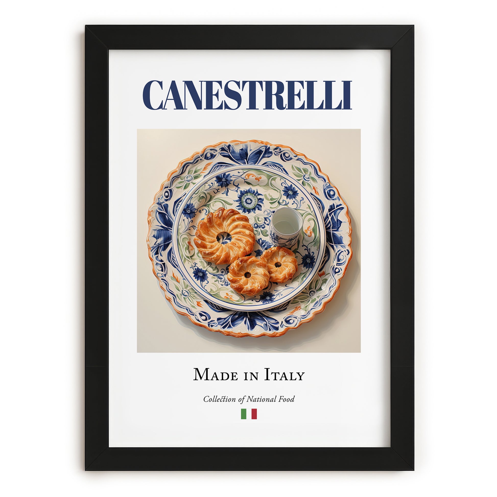 Canestrelli – Italian Dessert Dish, Tavern Painting, in sleek black frame
