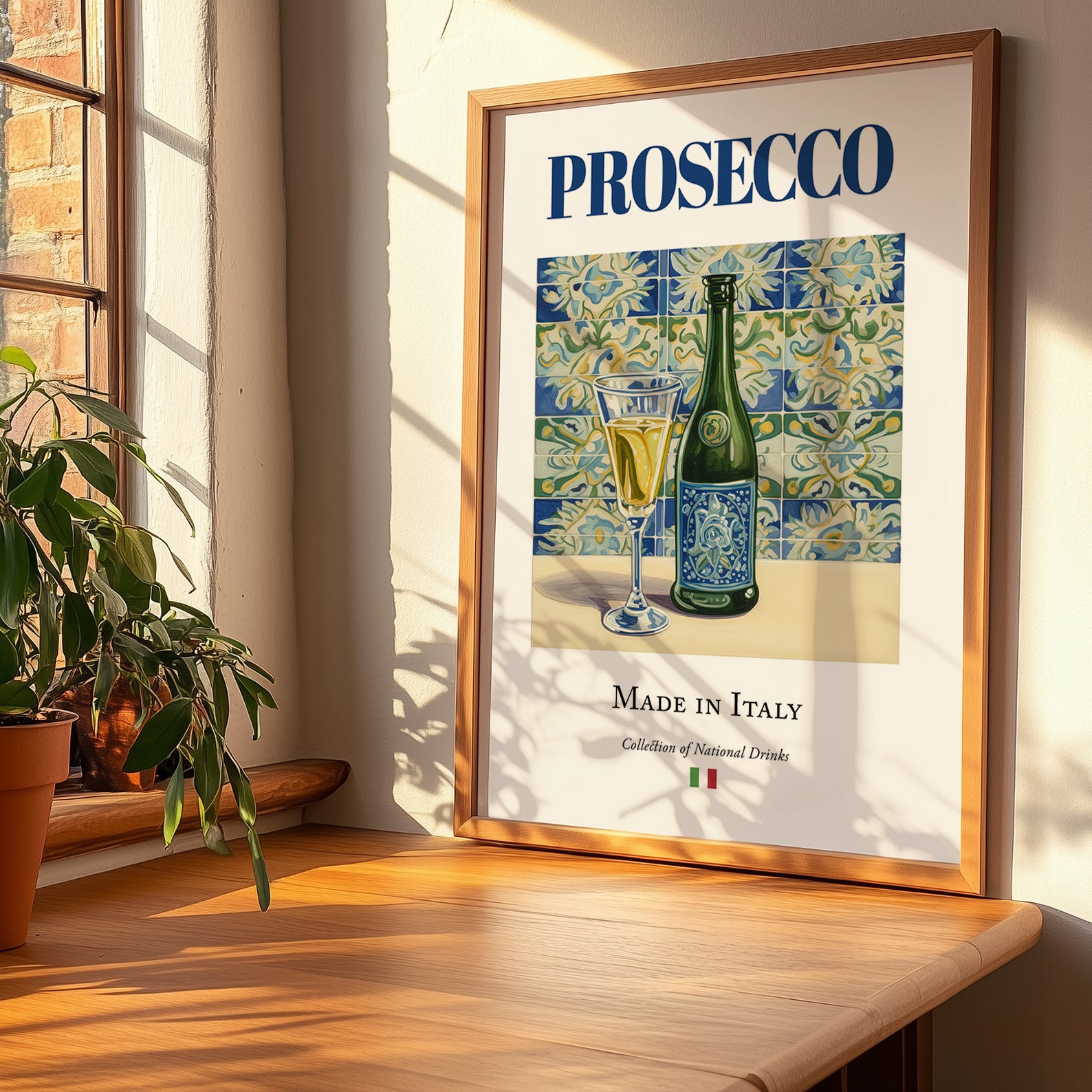 Prosecco – Italian Sparkling Wine, Vinoteca Poster, no-text version framed in wood