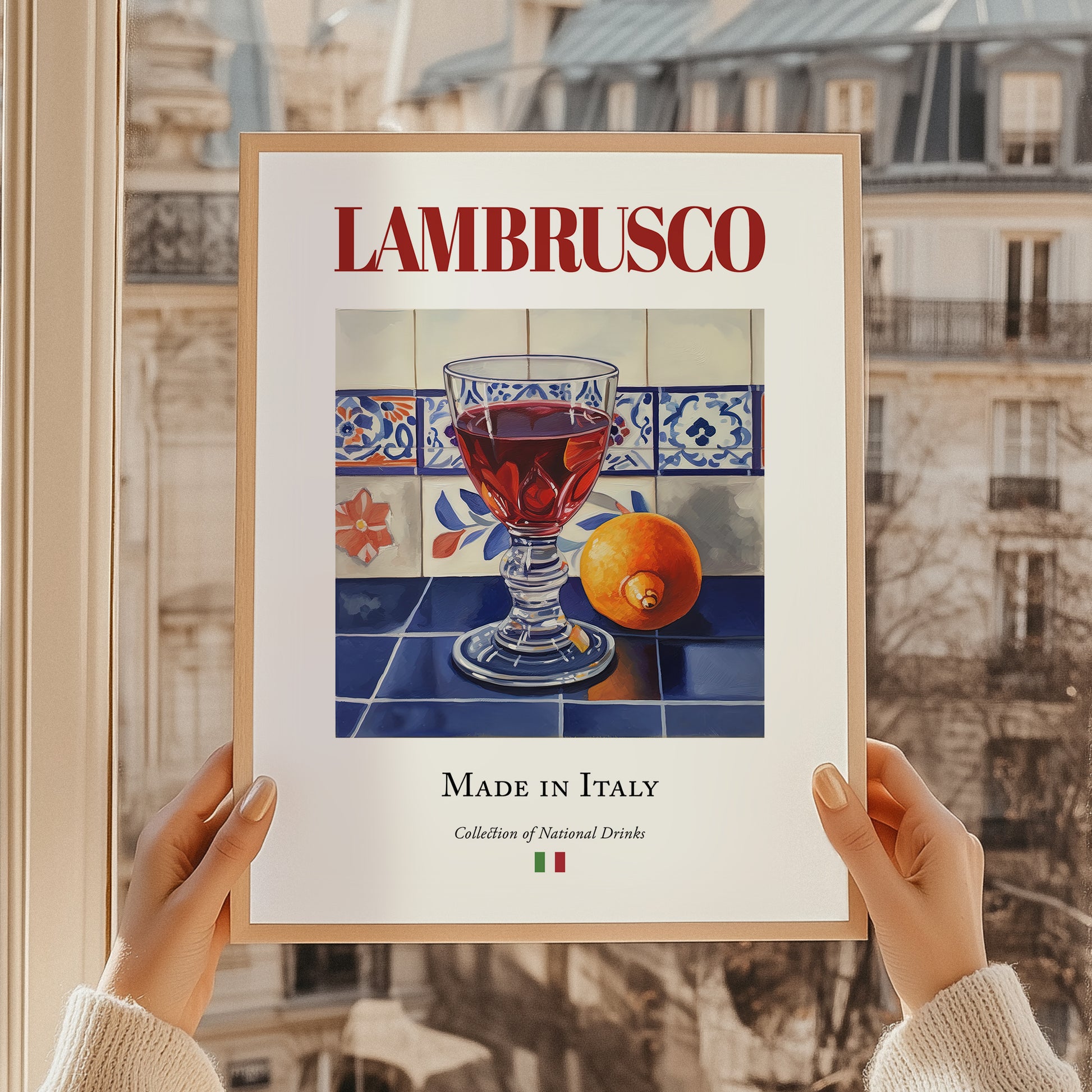 Lambrusco – Italian Sparkling Wine, Vinoteca Art, styled in a charming Paris street view