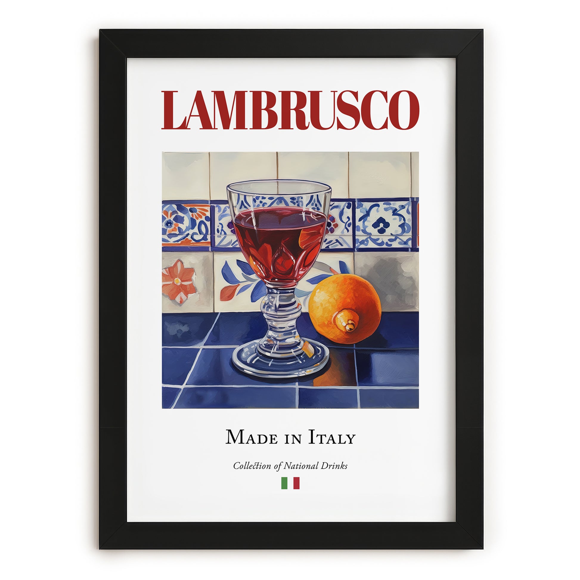 Lambrusco – Italian Sparkling Wine, Vinoteca Art, in sleek black frame