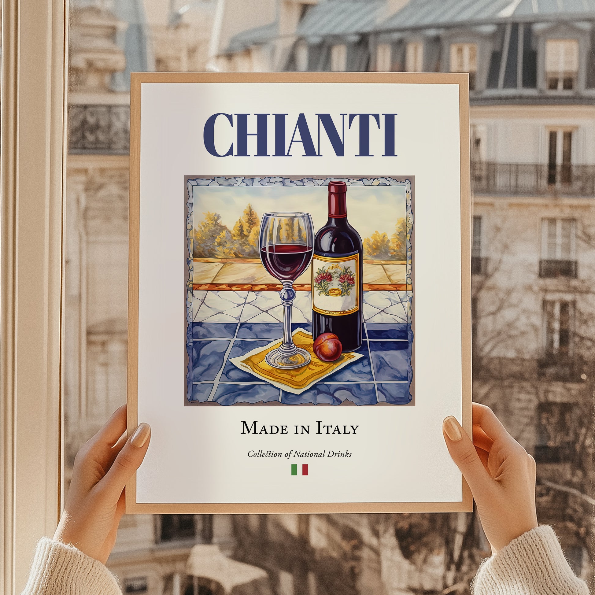 Chianti – Italian Red Wine, Wine Bar Poster, styled in a charming Paris street view