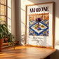 Amarone – Italian Red Wine, Wine Bar Illustration, no-text version framed in wood