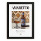 Amaretto – Italian Liqueur Drink, Cocktail Lounge Wall Decor, in sleek black frame