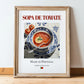 Sopa de tomate – Portuguese Soup Dish, Tavern Wall Art, in wooden frame leaning on the floor