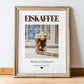 Eiskaffee – German Coffee, Espresso Bar Illustration, in wooden frame leaning on the floor