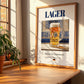 Lager – German Beer, Brauhaus Still Life, no-text version framed in wood