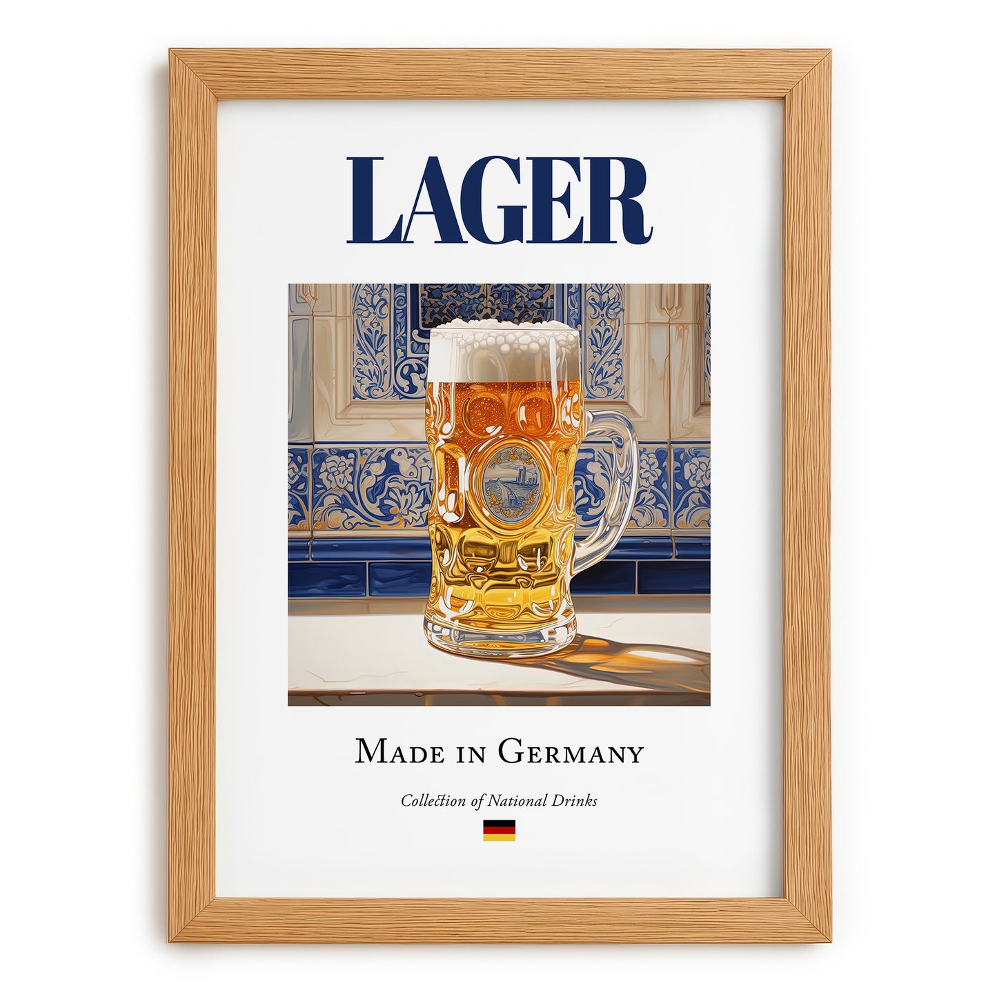 Lager – German Beer, Brauhaus Still Life, set in oak frame