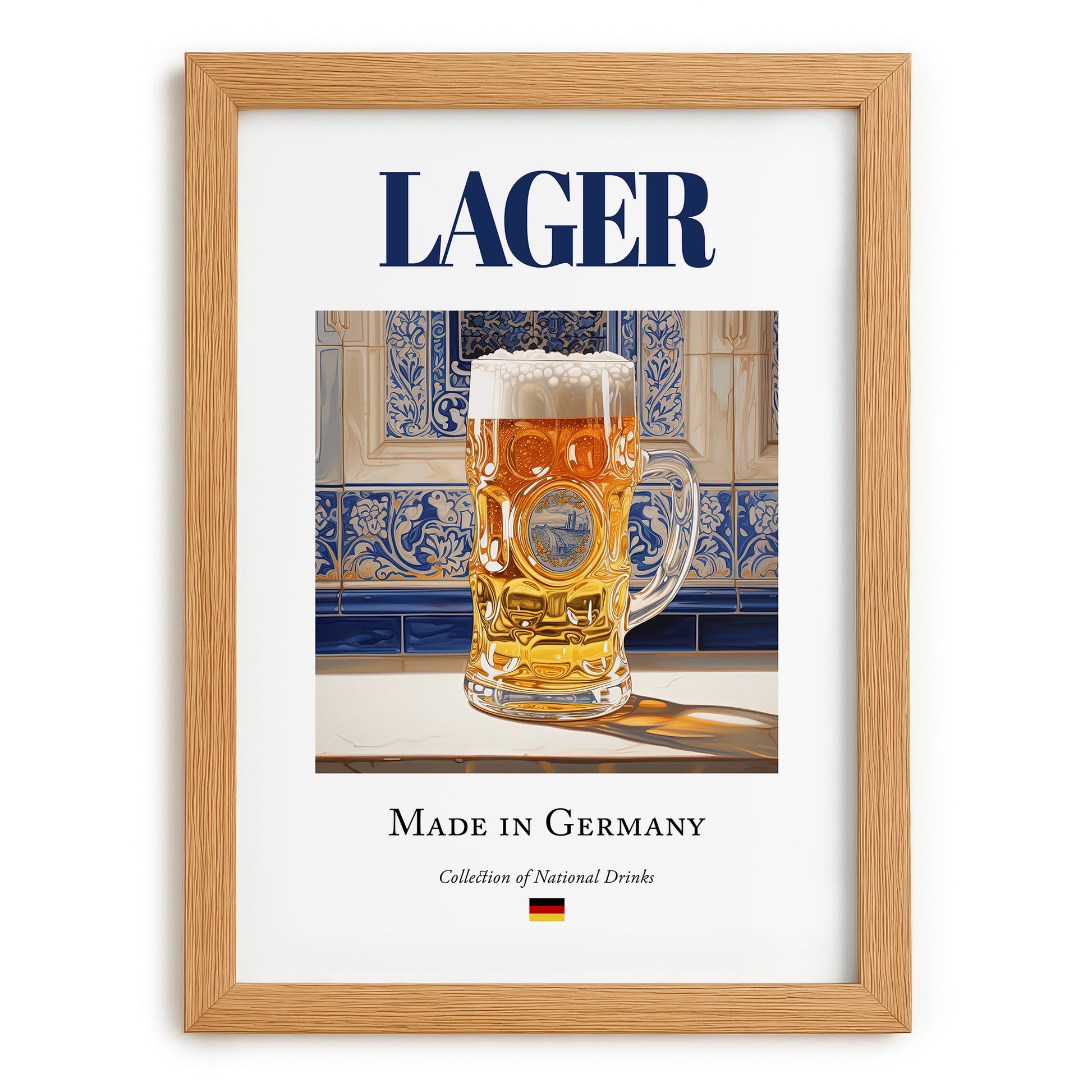Lager – German Beer, Brauhaus Still Life, set in oak frame