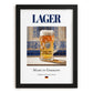 Lager – German Beer, Brauhaus Still Life, in sleek black frame
