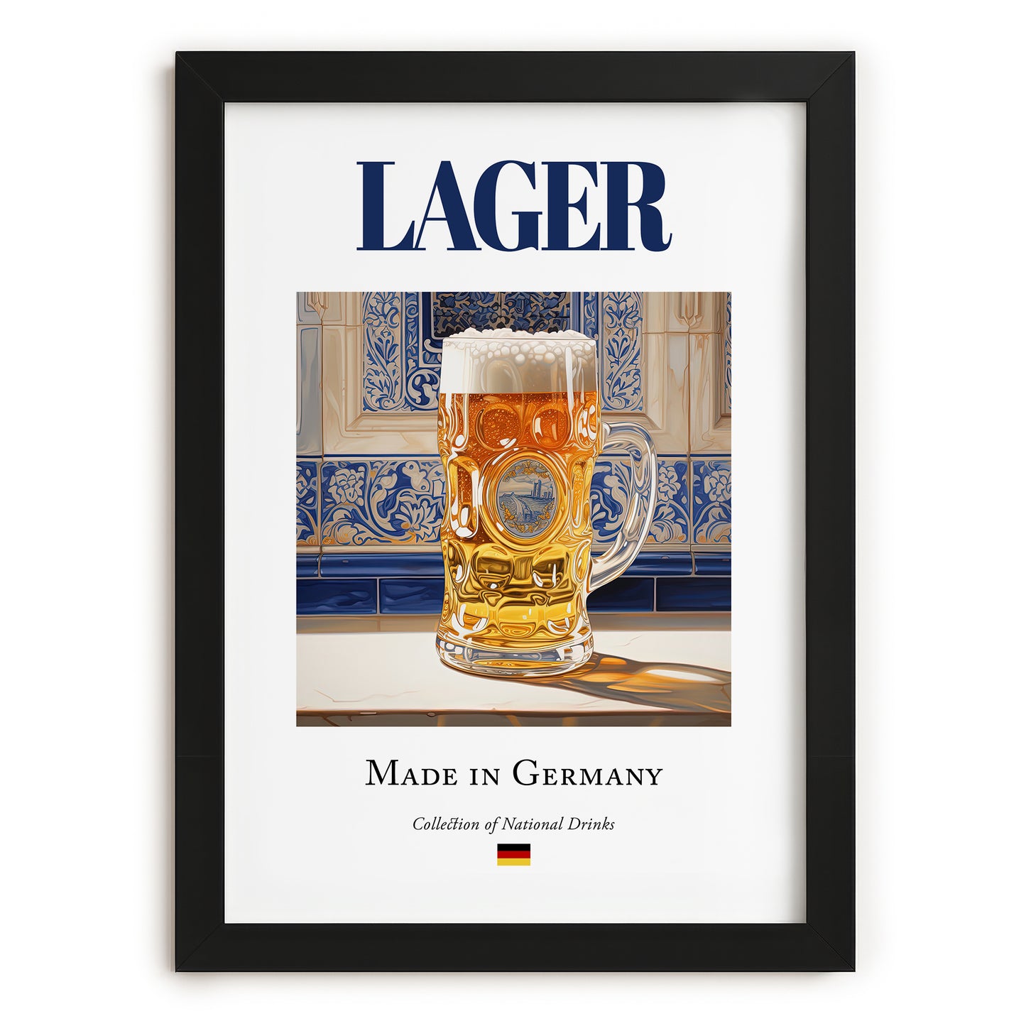 Lager – German Beer, Brauhaus Still Life, in sleek black frame