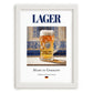 Lager – German Beer, Brauhaus Still Life, placed in minimal white frame