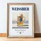 Weissbier – German Beer, Brauhaus Painting, in wooden frame leaning on the floor