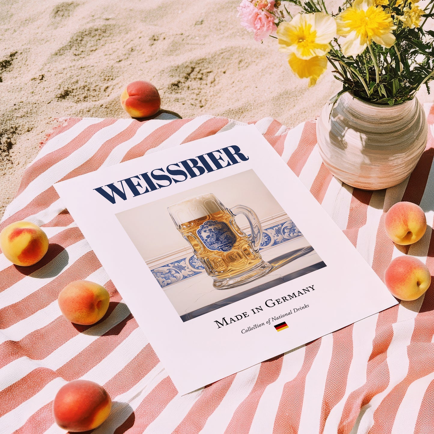 Weissbier – German Beer, Brauhaus Painting, unframed on coastal sand