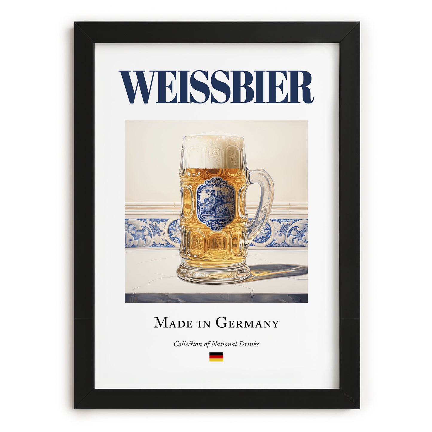 Weissbier – German Beer, Brauhaus Painting, in sleek black frame