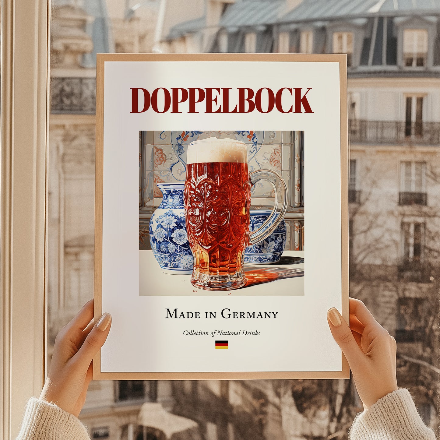 Doppelbock – German Beer, Gastropub Print, styled in a charming Paris street view