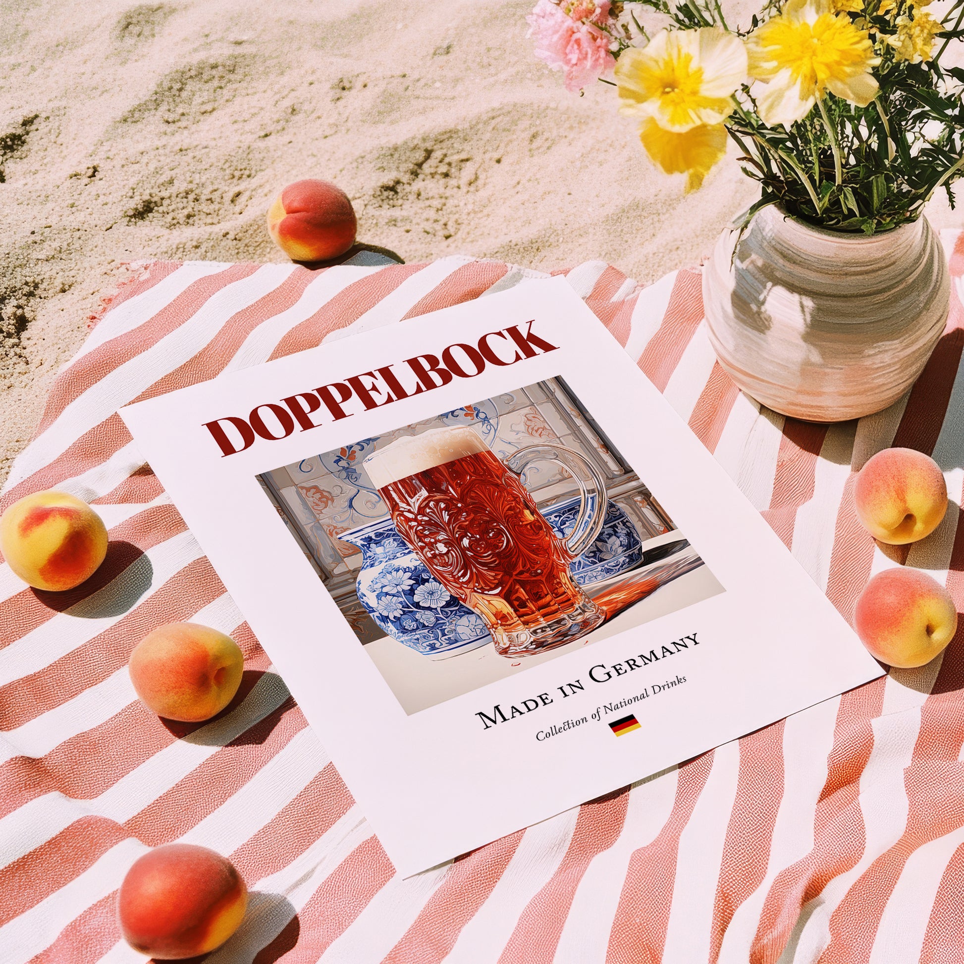 Doppelbock – German Beer, Gastropub Print, unframed on coastal sand