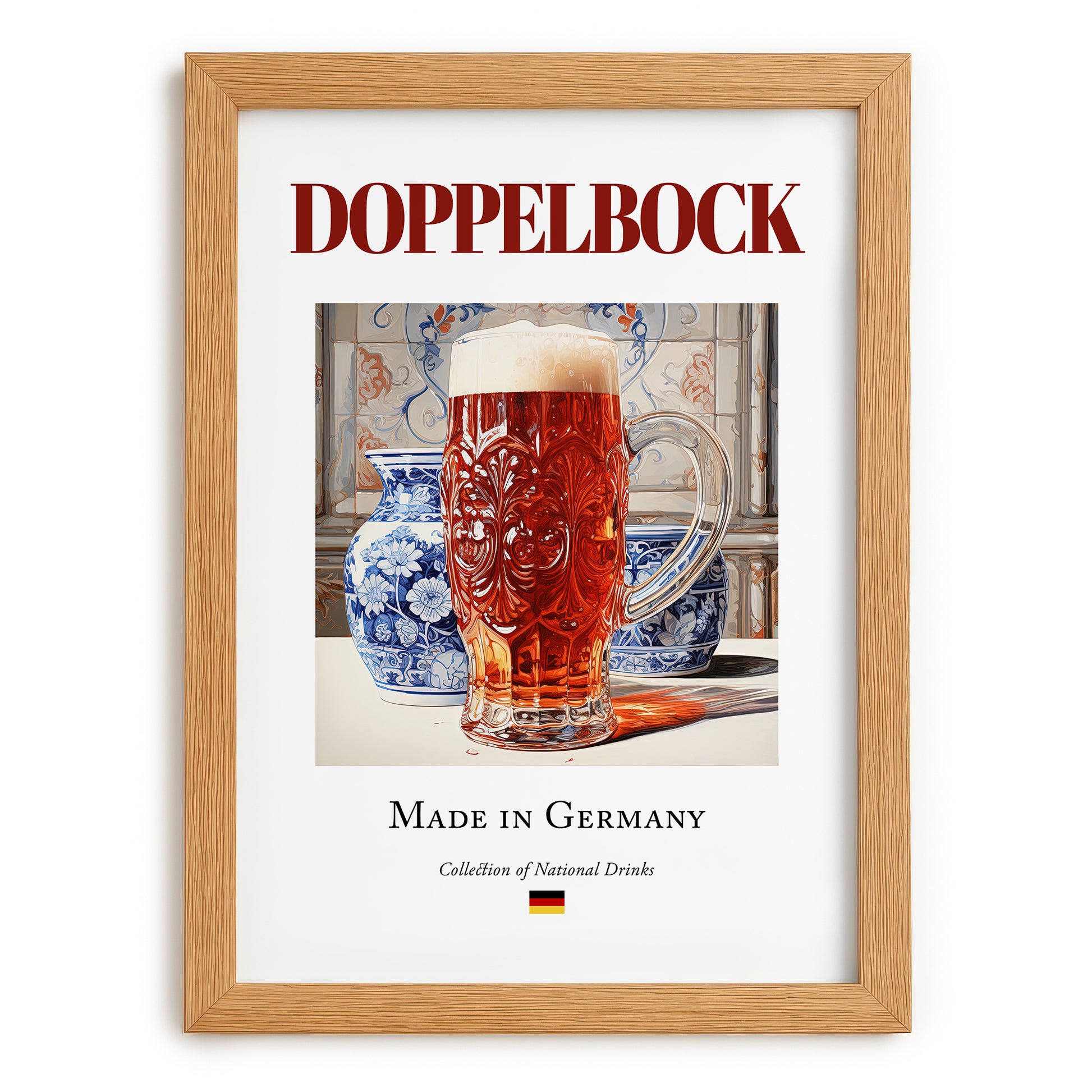 Doppelbock – German Beer, Gastropub Print, set in oak frame
