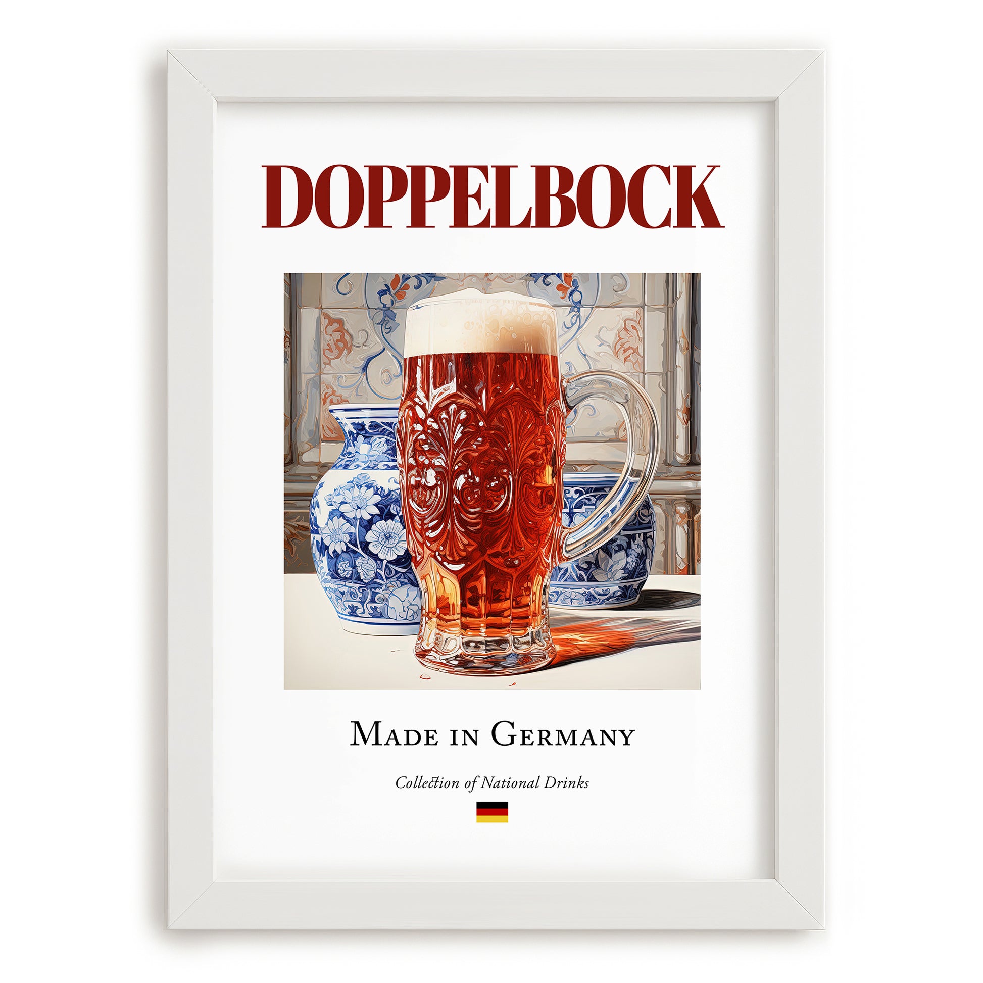 Doppelbock – German Beer, Gastropub Print, placed in minimal white frame