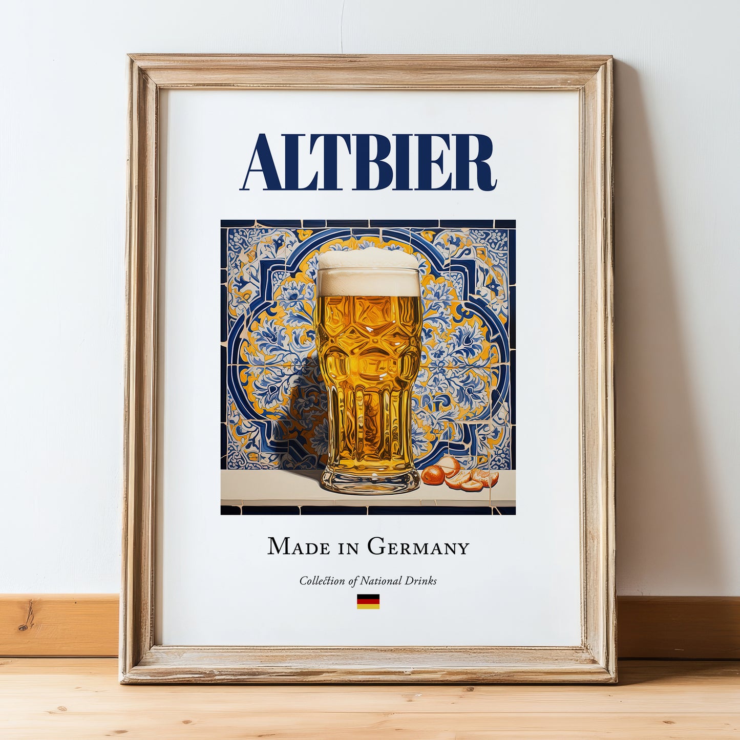 Altbier – German Beer, Craft Brewery Poster, in wooden frame leaning on the floor