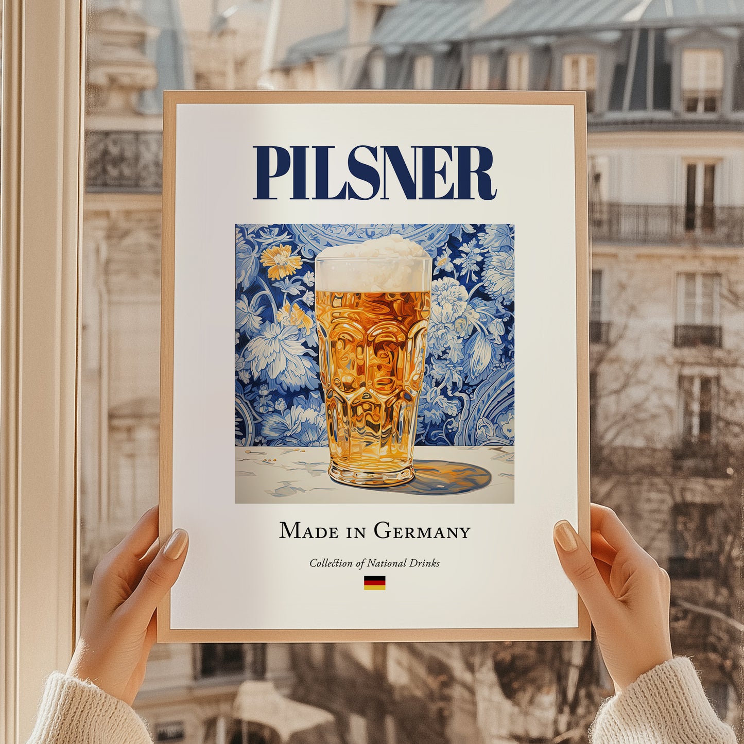 Pilsner – German Beer, Taproom Wall Art, styled in a charming Paris street view