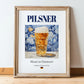 Pilsner – German Beer, Taproom Wall Art, in wooden frame leaning on the floor