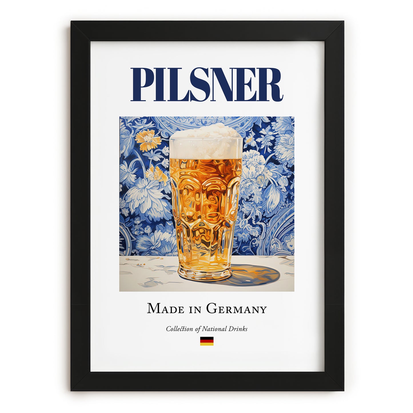 Pilsner – German Beer, Taproom Wall Art, in sleek black frame