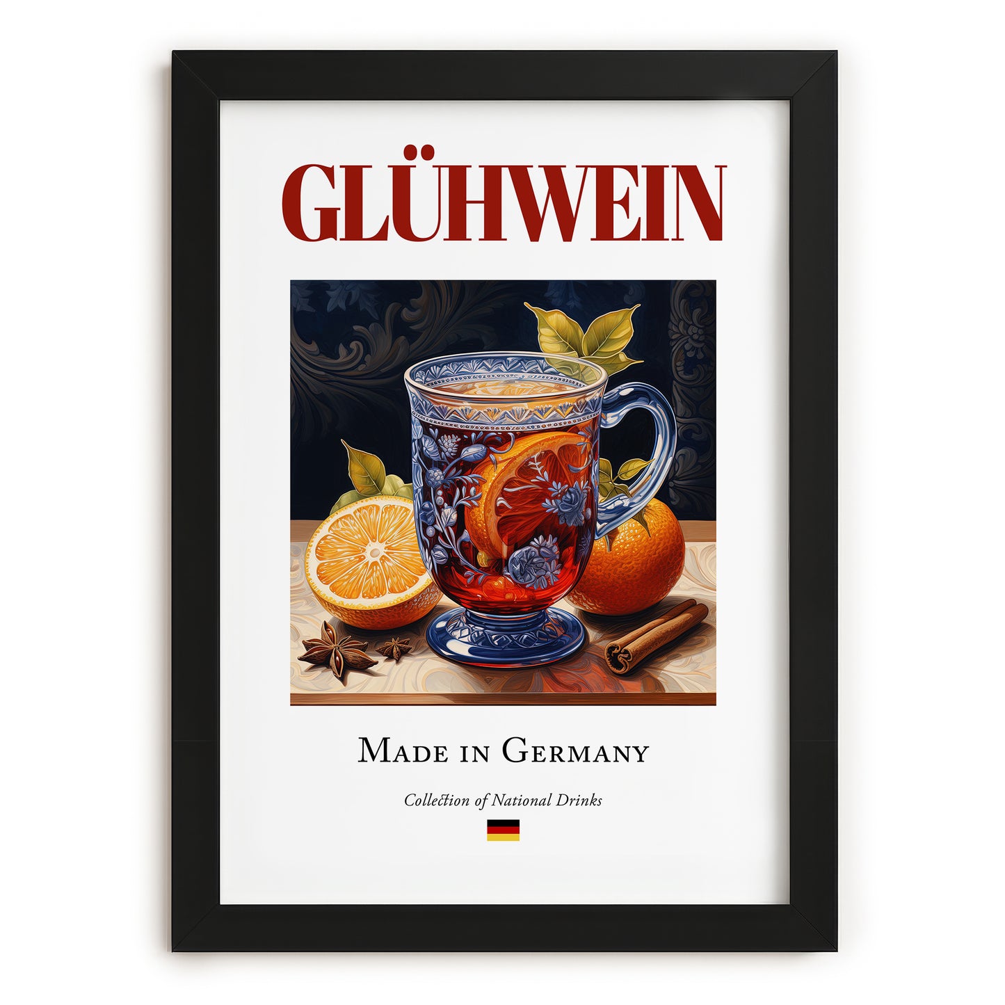 Glühwein – German Beverage Drink, Cocktail Lounge Still Life, in sleek black frame