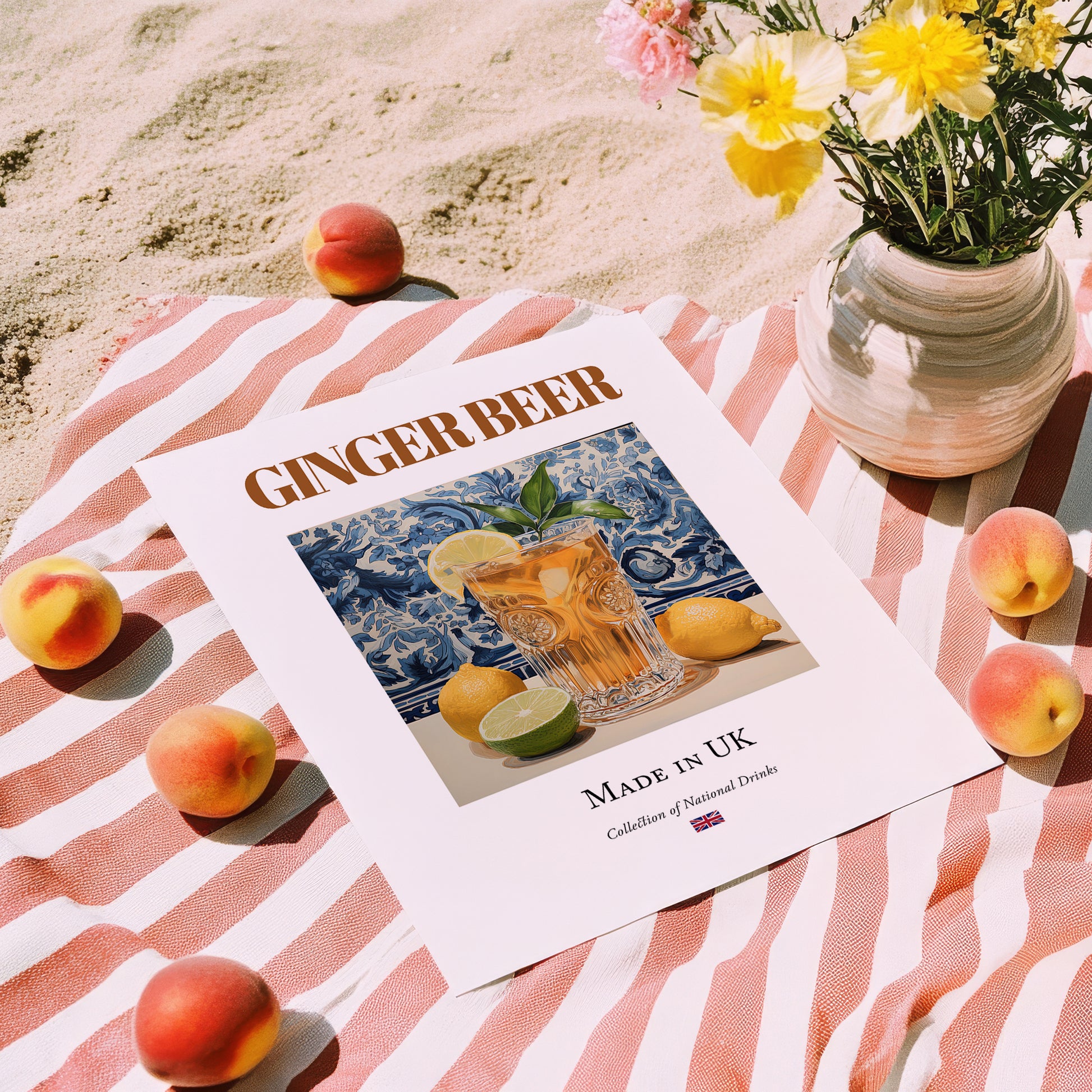 Ginger Beer – English Beverage Drink, Jazz Bar Still Life, unframed on coastal sand