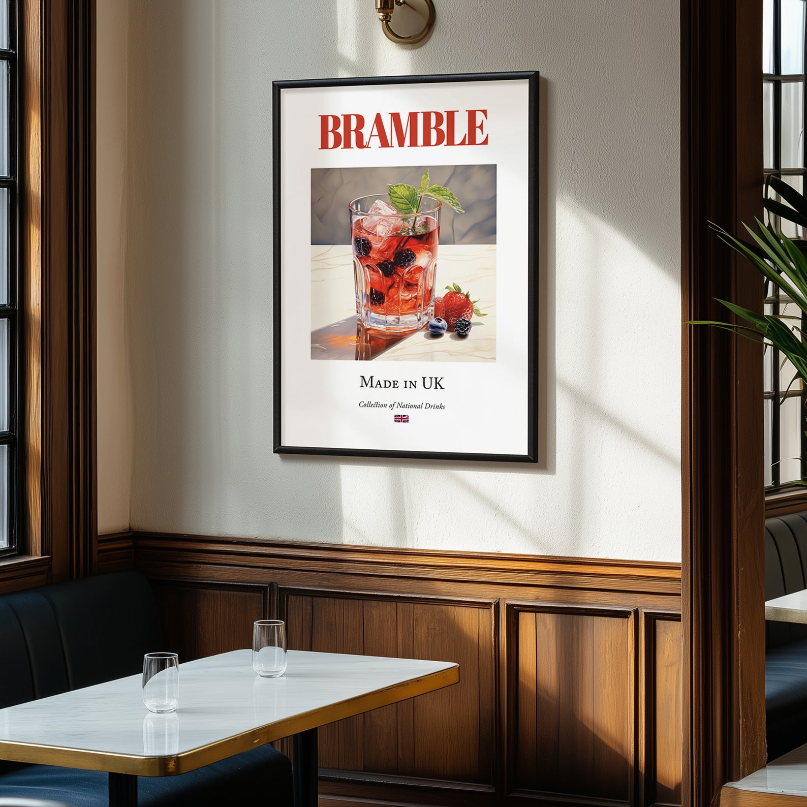 Bramble – English Cocktail Drink, Speakeasy Wall Art, clean layout with no caption