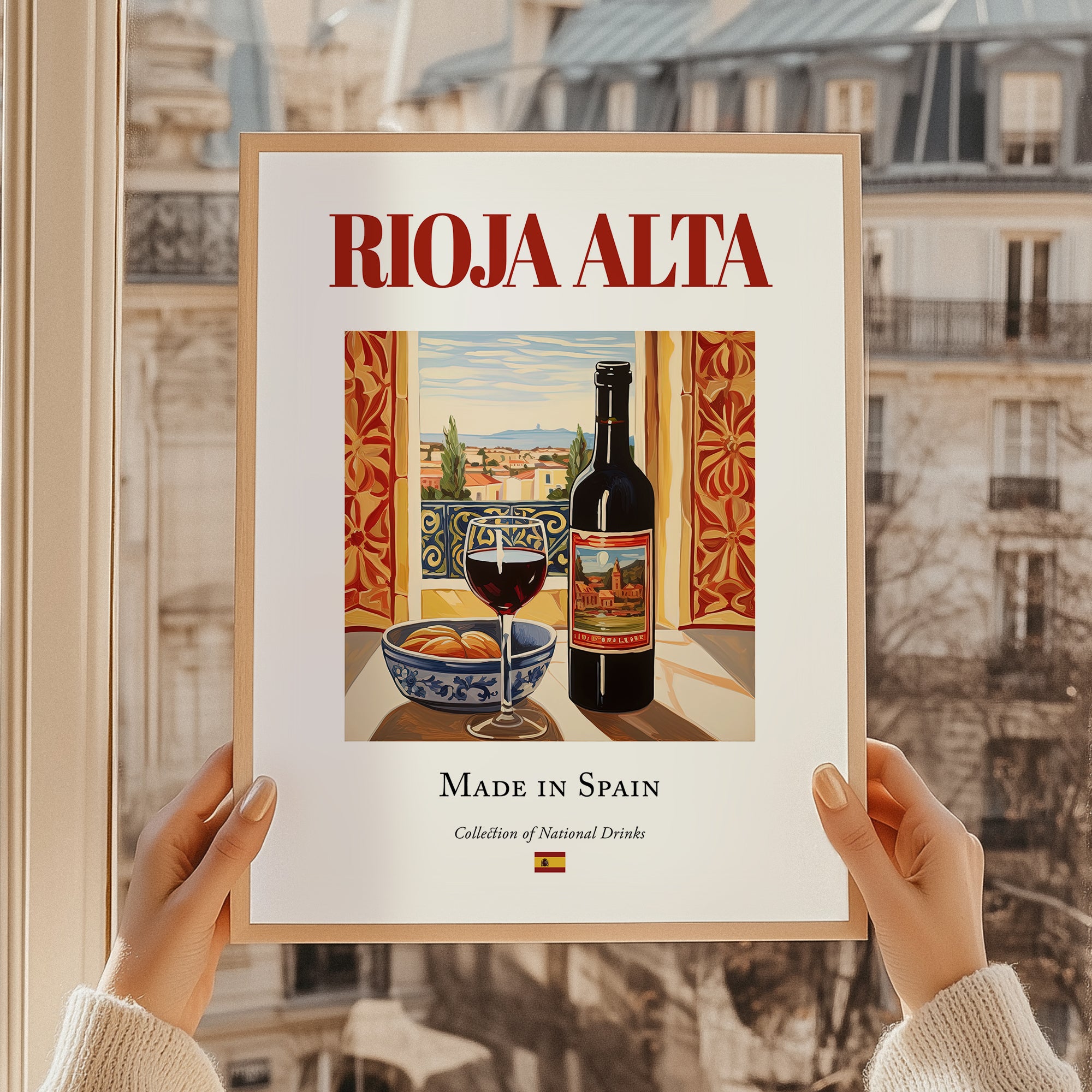 Rioja Alta – Spanish Red Wine, Bodega Poster, styled in a charming Paris street view