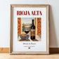 Rioja Alta – Spanish Red Wine, Bodega Poster, in wooden frame leaning on the floor