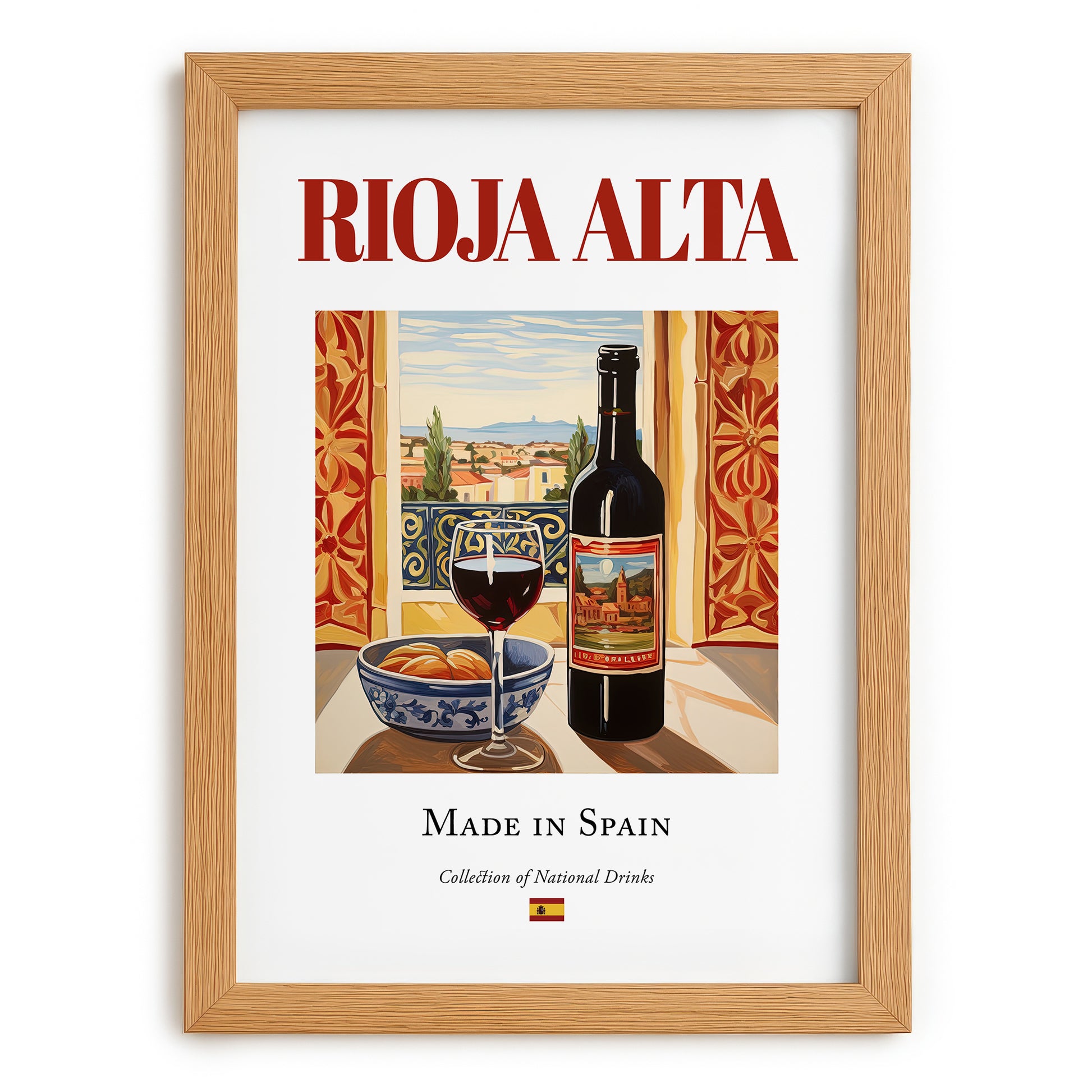 Rioja Alta – Spanish Red Wine, Bodega Poster, set in oak frame