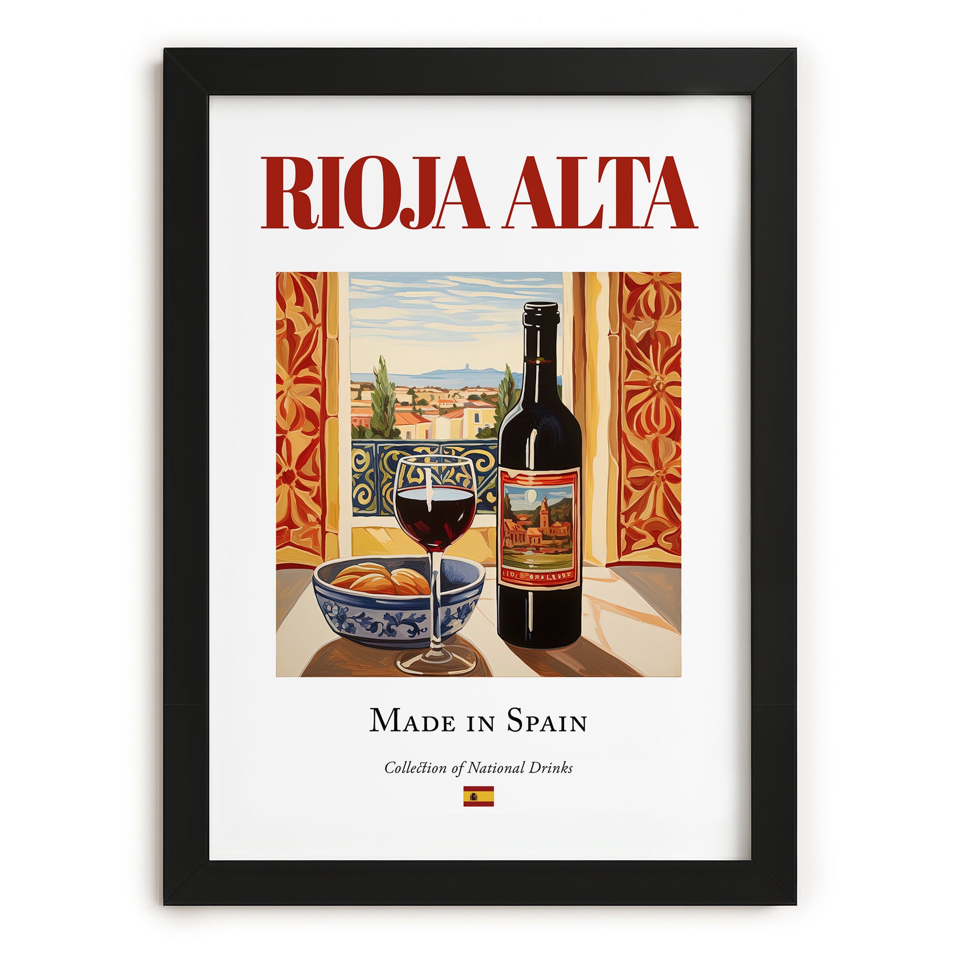 Rioja Alta – Spanish Red Wine, Bodega Poster, in sleek black frame