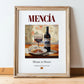 Mencía – Spanish Red Wine, Wine Bar Poster, in wooden frame leaning on the floor