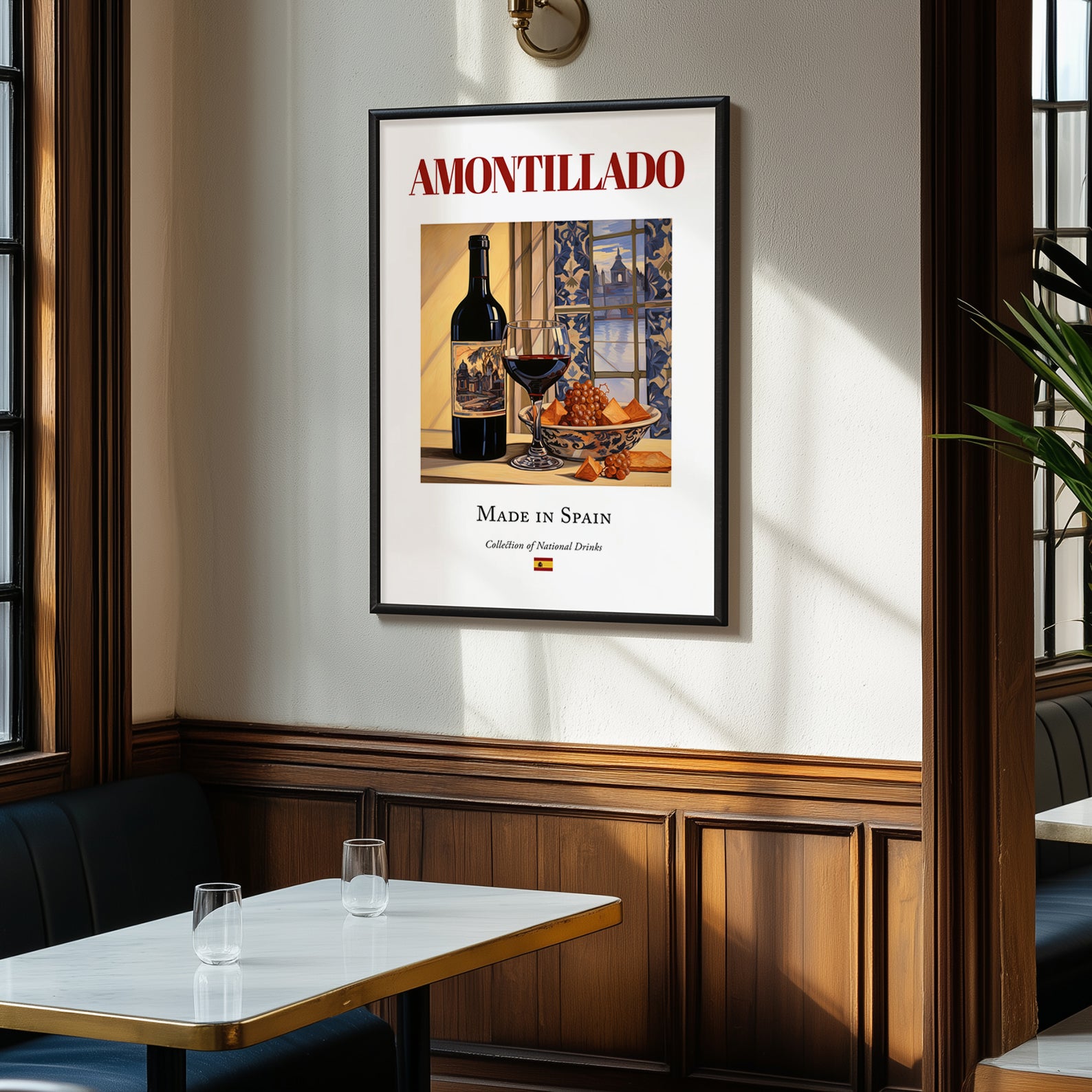 Amontillado – Spanish Dessert Wine, Wine Bar Poster, clean layout with no caption