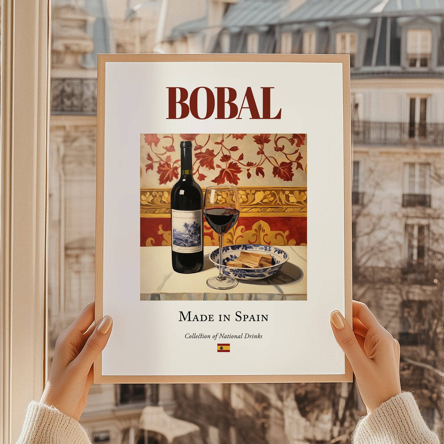 Bobal – Spanish Red Wine, Vinoteca Poster, styled in a charming Paris street view
