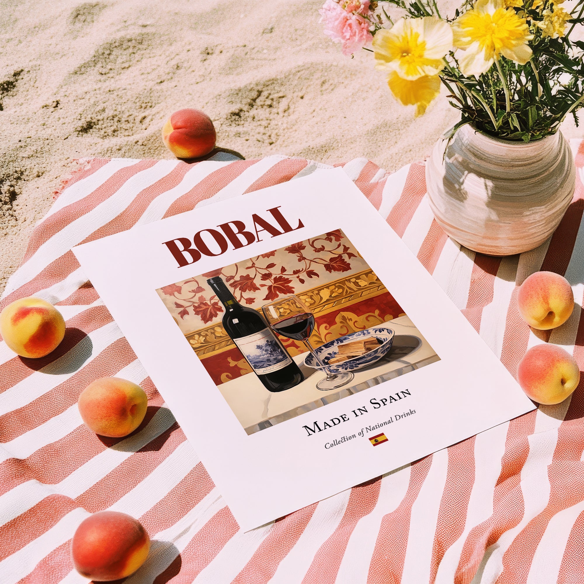 Bobal – Spanish Red Wine, Vinoteca Poster, unframed on coastal sand