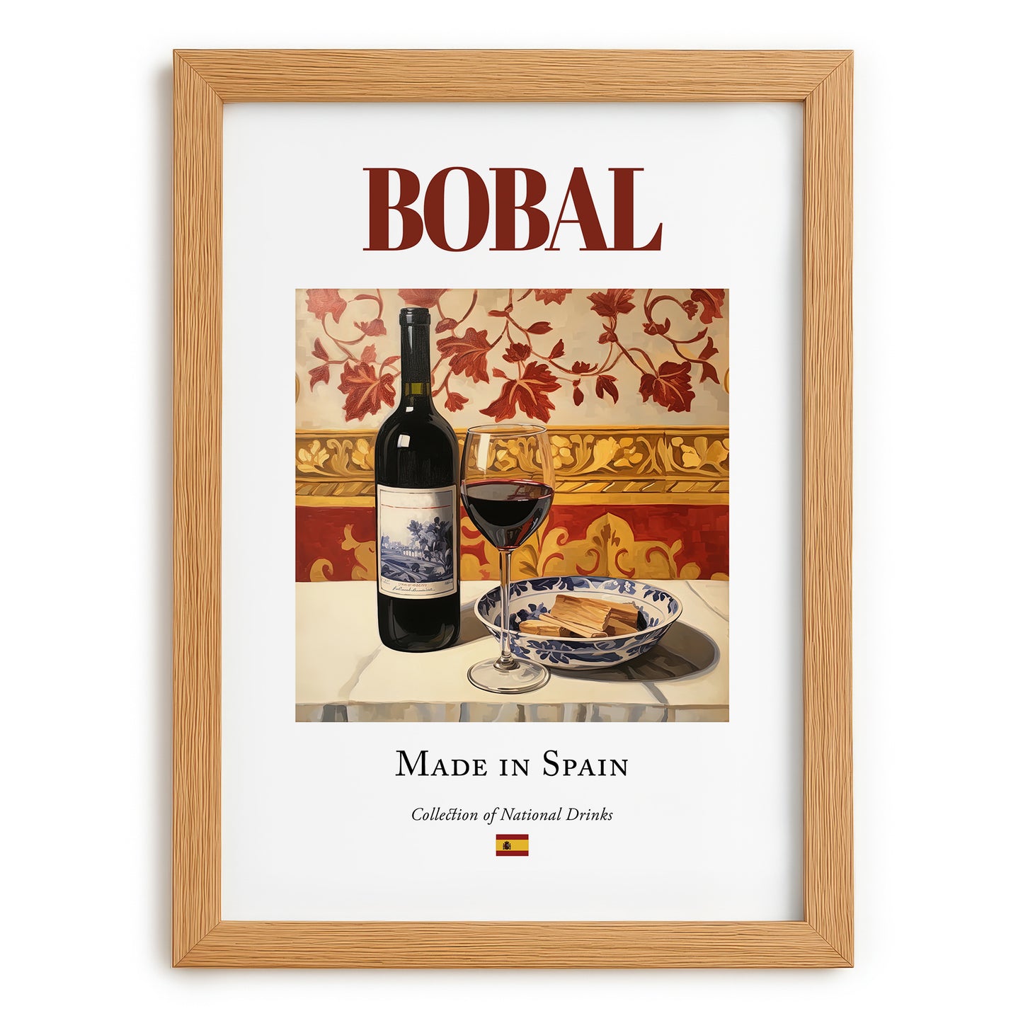 Bobal – Spanish Red Wine, Vinoteca Poster, set in oak frame