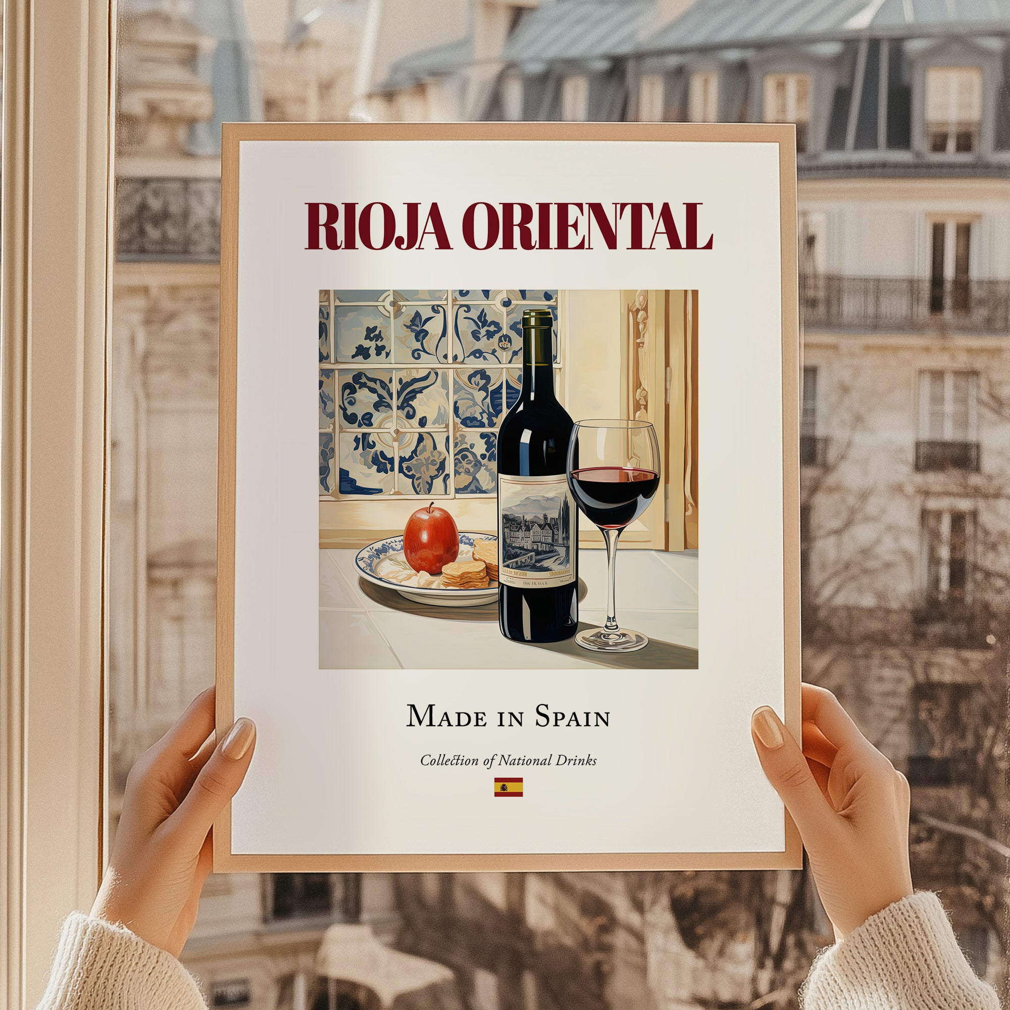 Rioja Oriental – Spanish Red Wine, Enoteca Painting, styled in a charming Paris street view